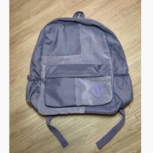 Art Class Patchwork Corduroy Canvas Backpack Blue School Bag Daypack